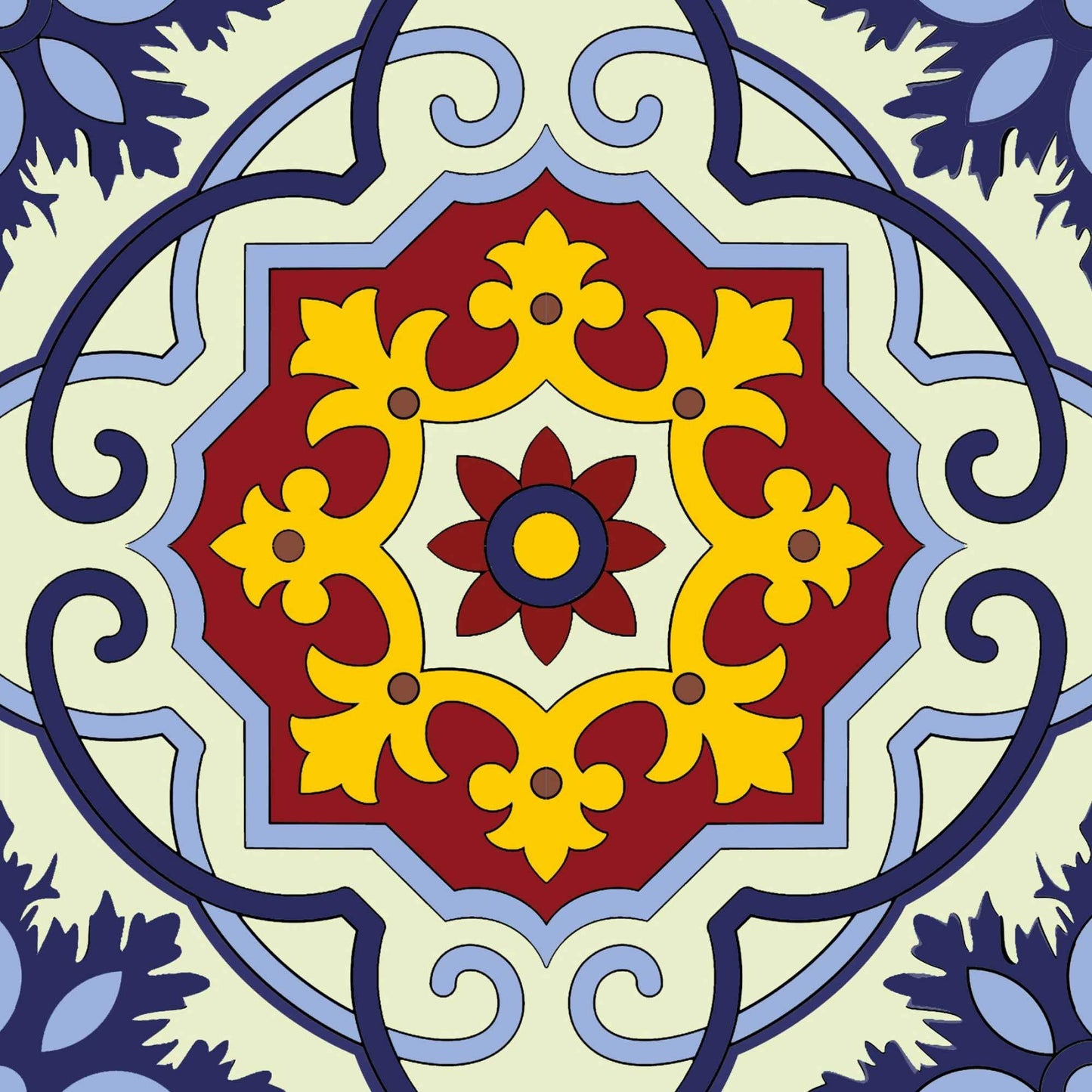 8" X 8" Blue And Yellow Mosaic Peel And Stick Removable Tiles - Homeroots - Flyclothing LLC