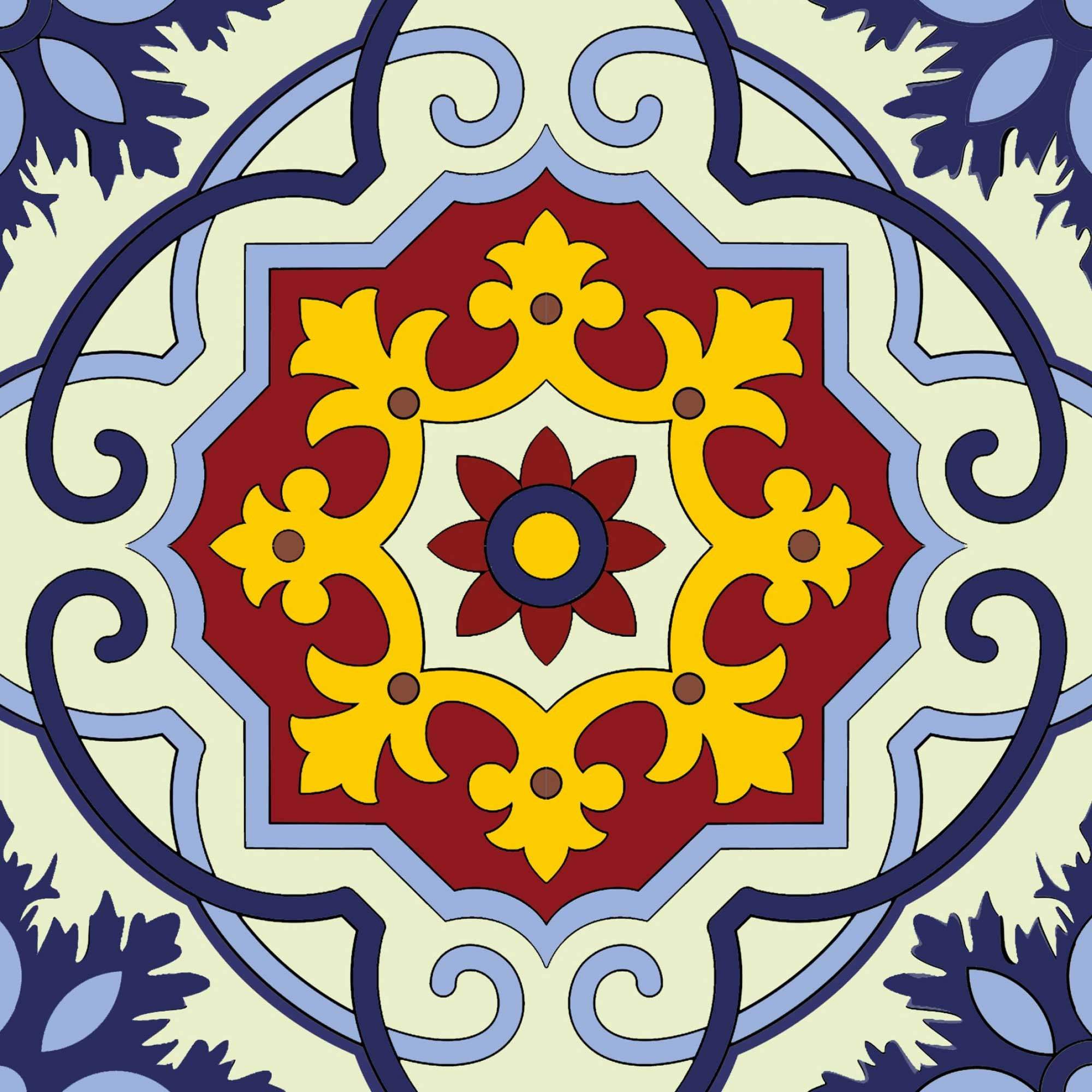 8" X 8" Blue And Yellow Mosaic Peel And Stick Removable Tiles - Homeroots - Flyclothing LLC