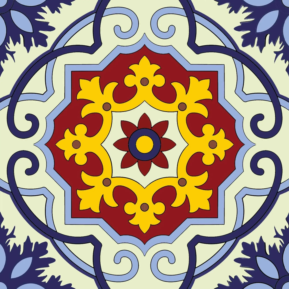 8" X 8" Blue And Yellow Mosaic Peel And Stick Removable Tiles - Homeroots - Flyclothing LLC