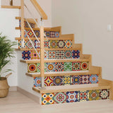 5" X 5" Blue Red Yellow Mosaic Peel And Stick Tiles - Homeroots - Flyclothing LLC