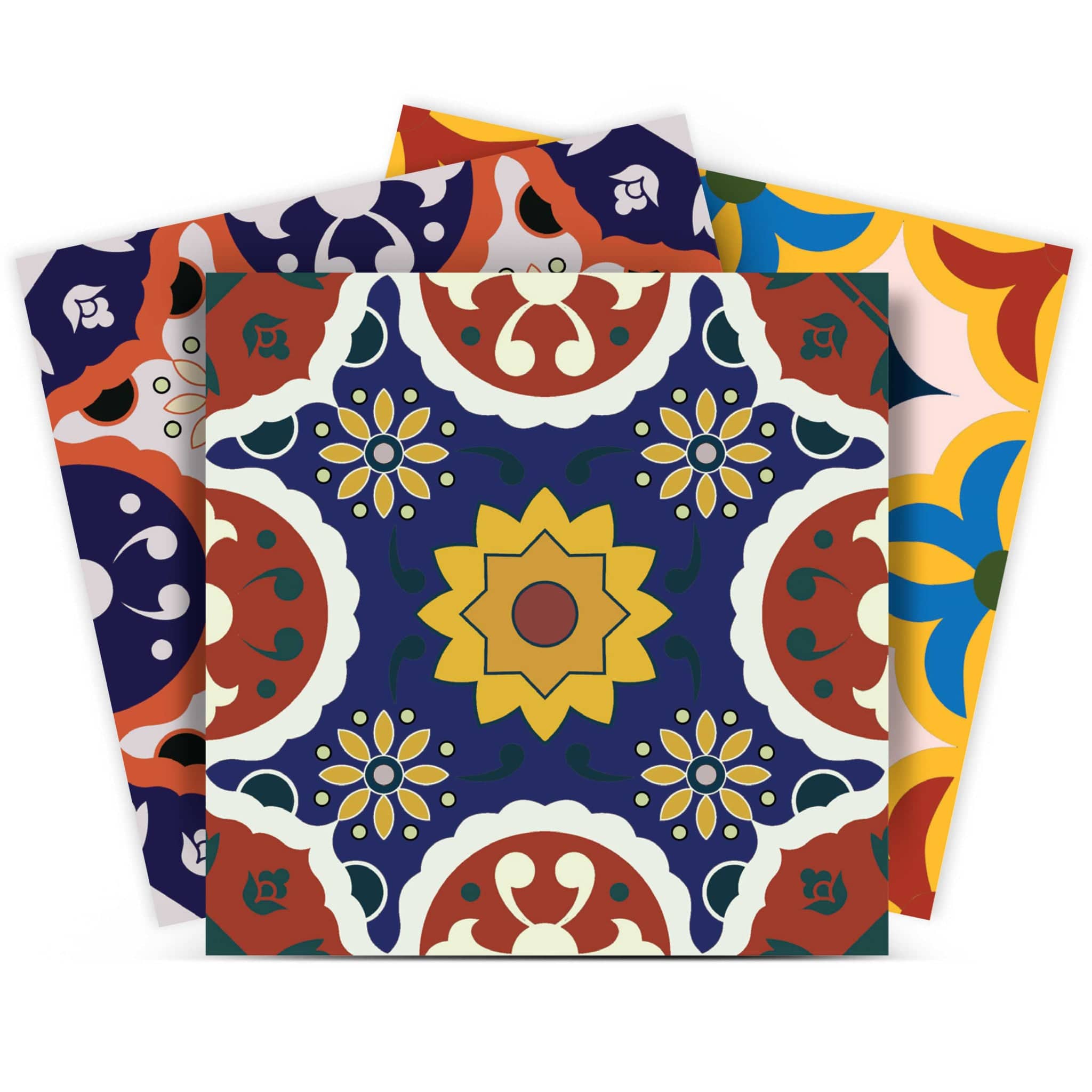 8" X 8" Blue Red Yellow Mosaic Peel And Stick Tiles - Homeroots - Flyclothing LLC