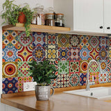 8" X 8" Blue Red Yellow Mosaic Peel And Stick Tiles - Homeroots - Flyclothing LLC