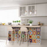 8" X 8" Blue Red Yellow Mosaic Peel And Stick Tiles - Homeroots - Flyclothing LLC