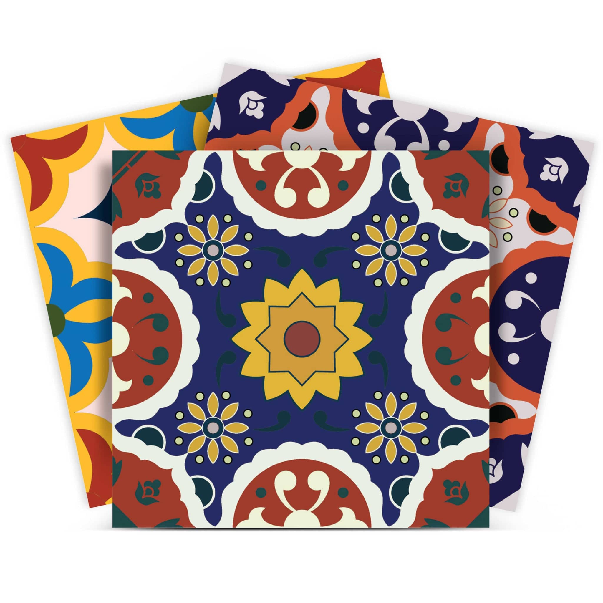 8" X 8" Blue Red Yellow Mosaic Peel And Stick Tiles - Homeroots - Flyclothing LLC