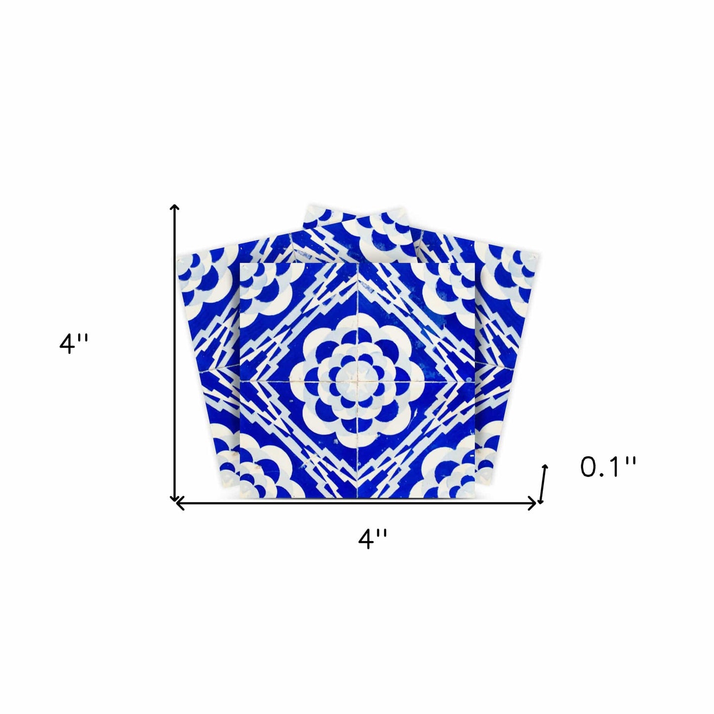 4" X 4" Blue And White Gerbera Peel And Stick Removable Tiles - Homeroots - Flyclothing LLC