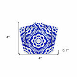 4" X 4" Blue And White Gerbera Peel And Stick Removable Tiles - Homeroots