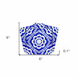 6" X 6" Blue And White Gerbera Peel And Stick Removable Tiles - Homeroots