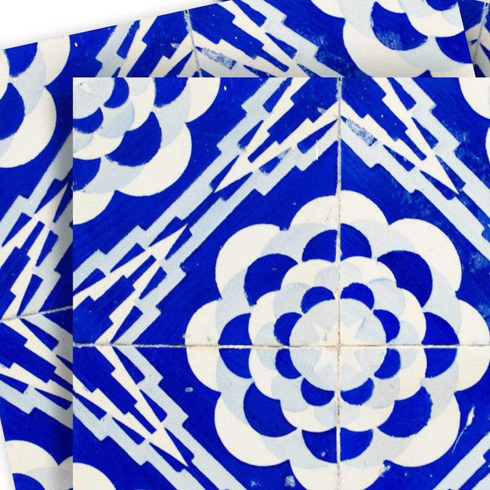 6" X 6" Blue And White Gerbera Peel And Stick Removable Tiles - Homeroots - Flyclothing LLC