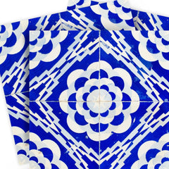6" X 6" Blue And White Gerbera Peel And Stick Removable Tiles - Homeroots