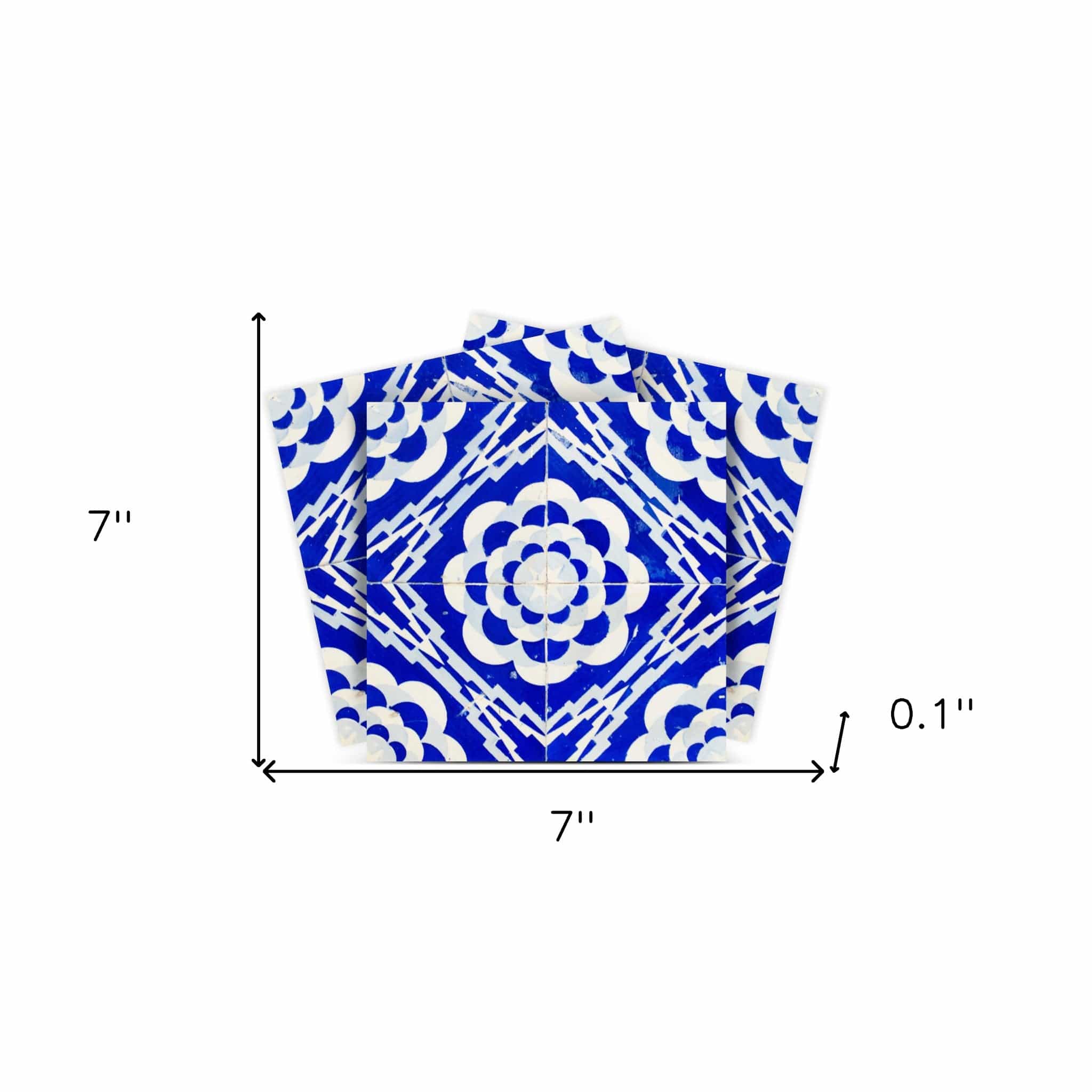 7" X 7" Blue And White Gerbera Peel And Stick Removable Tiles - Homeroots - Flyclothing LLC