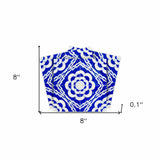 8" X 8" Blue And White Gerbera Peel And Stick Removable Tiles - Homeroots