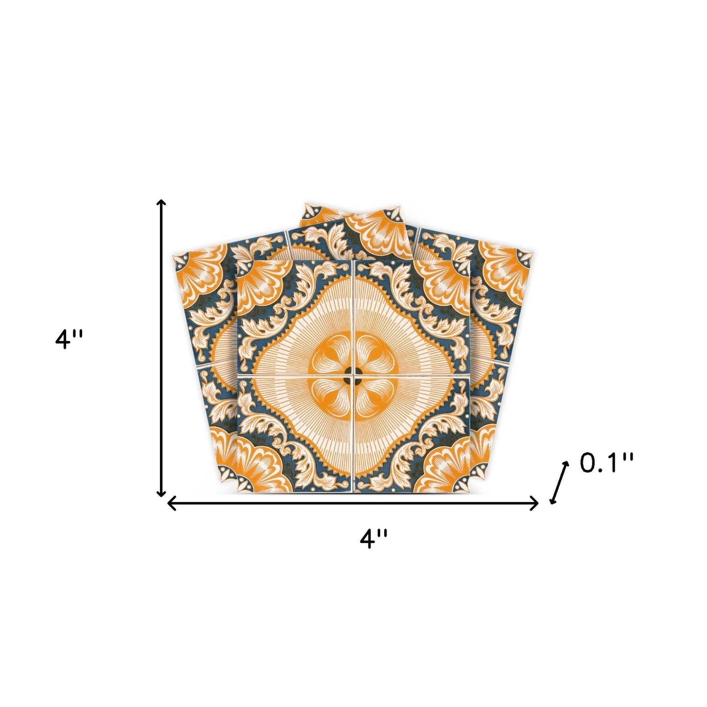 4" X 4" Golden Deco Peel And Stick Removable Tiles - Homeroots - Flyclothing LLC