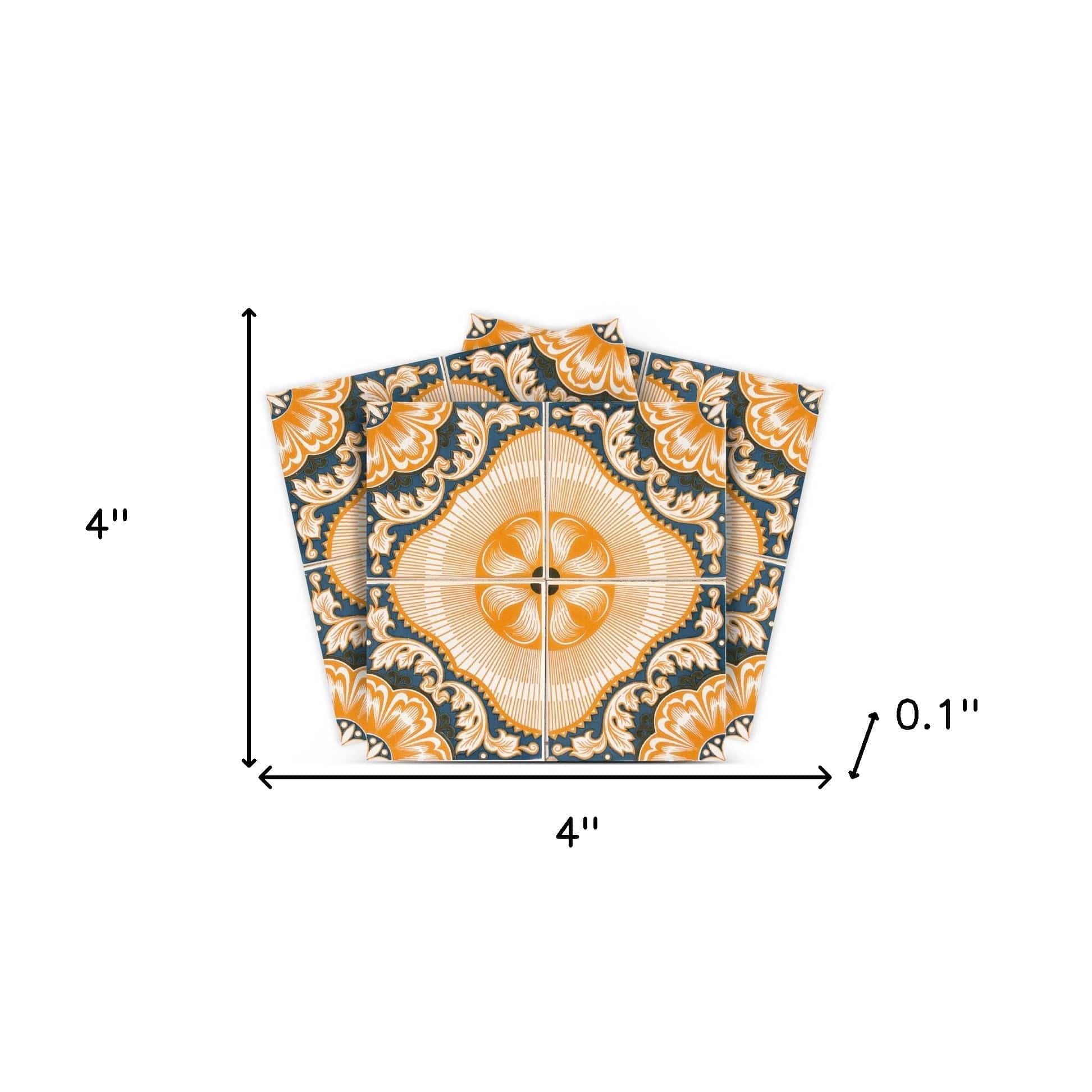 4" X 4" Golden Deco Peel And Stick Removable Tiles - Homeroots - Flyclothing LLC