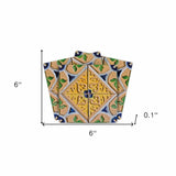 6" X 6" Yellow Blue Provence Peel and Stick Removable Tiles - Homeroots