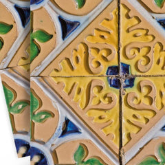 6" X 6" Yellow Blue Provence Peel and Stick Removable Tiles - Homeroots