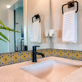 7" X 7" Yellow Blue Provence Peel and Stick Removable Tiles - Homeroots - Flyclothing LLC