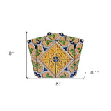 8" X 8" Yellow Blue Provence Peel and Stick Removable Tiles - Homeroots