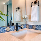 4" X 4" Blues and Crema Peel And Stick Removable Tiles - Homeroots - Flyclothing LLC