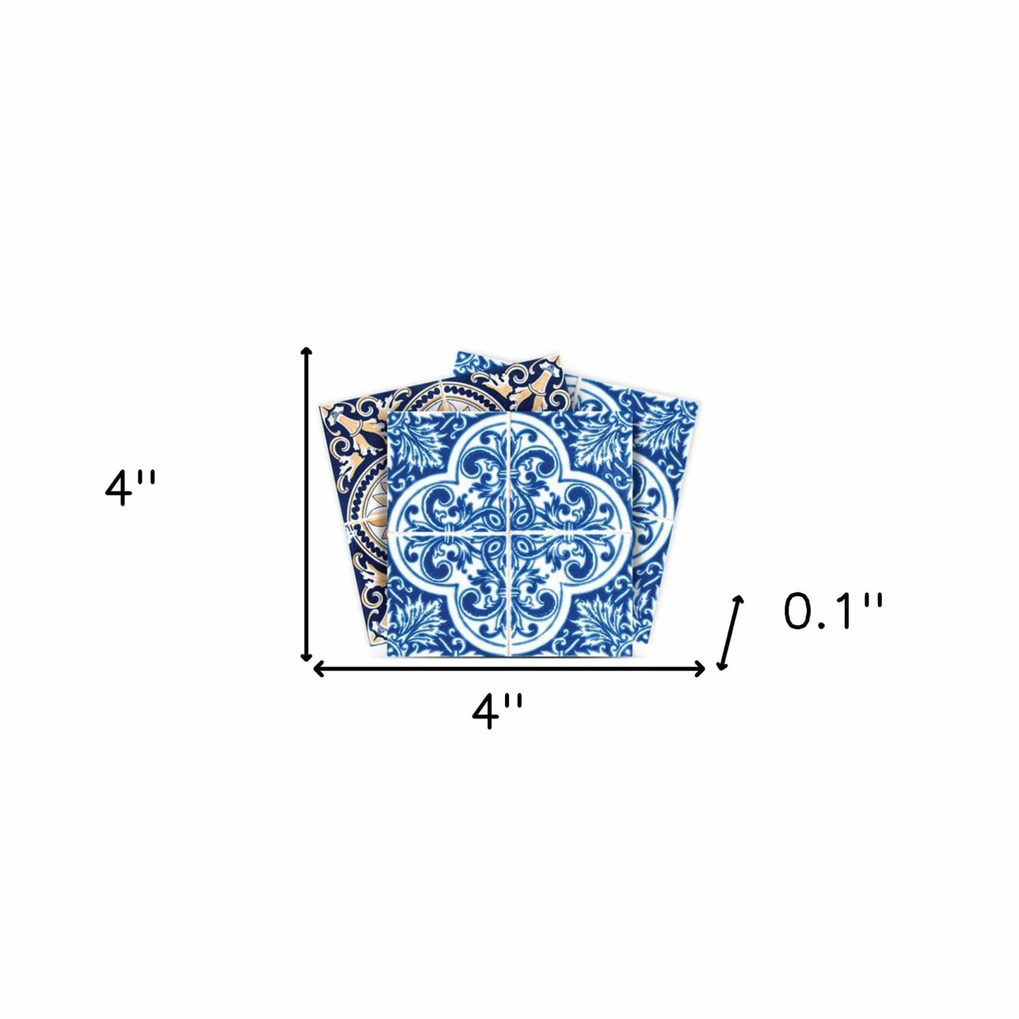 4" X 4" Blues and Crema Peel And Stick Removable Tiles - Homeroots - Flyclothing LLC