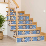 5" X 5" Blues and Crema Peel And Stick Removable Tiles - Homeroots - Flyclothing LLC