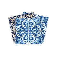 7" X 7" Blues and Crema Peel And Stick Removable Tiles - Homeroots