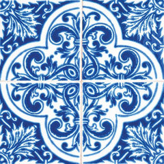 7" X 7" Blues and Crema Peel And Stick Removable Tiles - Homeroots