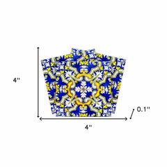 4" X 4" Blue and Yellow Links Peel And Stick Tiles - Homeroots