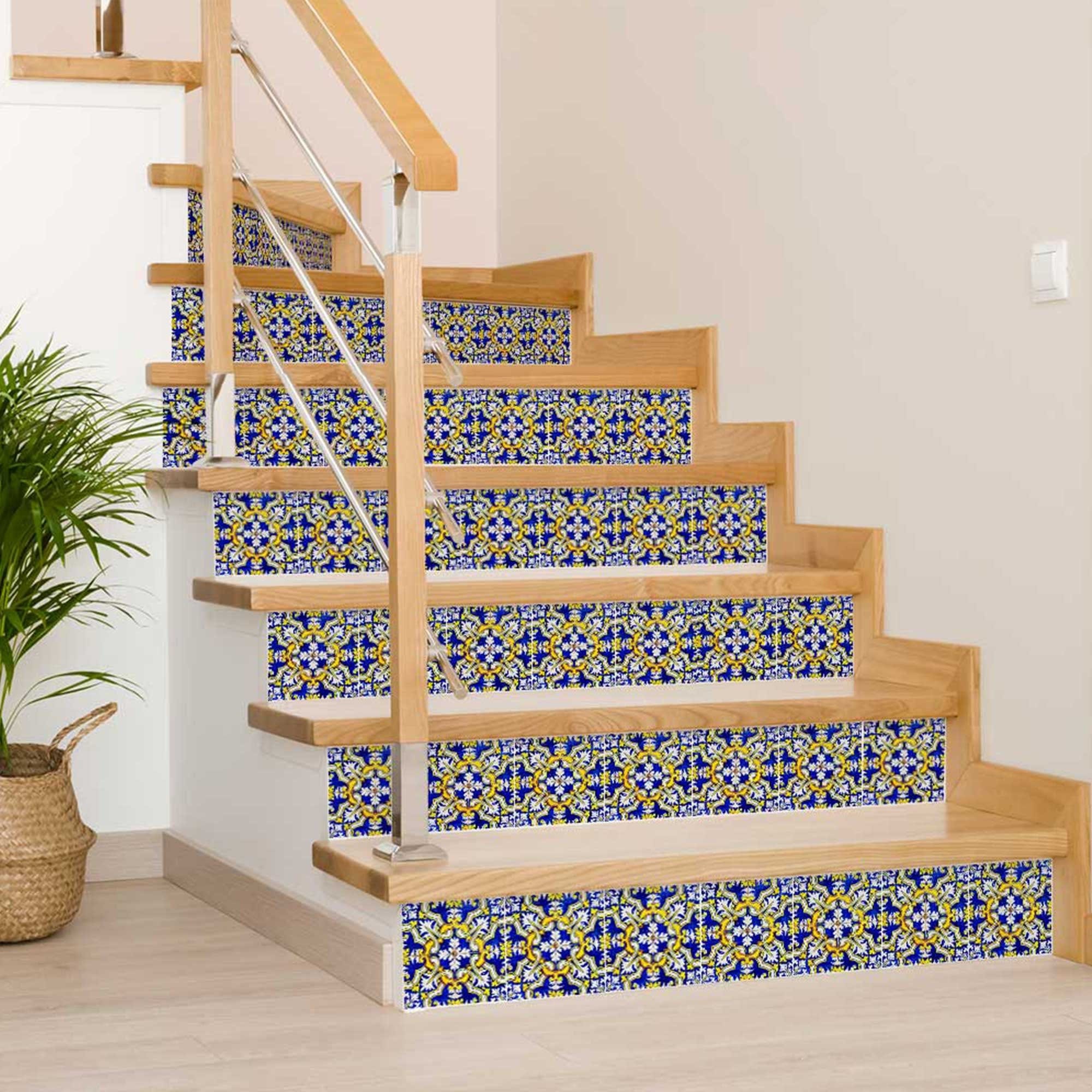 6" X 6" Blue and Yellow Links Peel And Stick Tiles - Homeroots - Flyclothing LLC