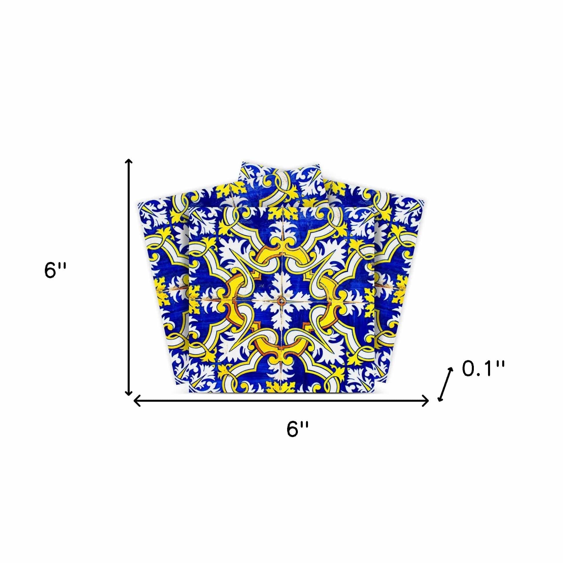 6" X 6" Blue and Yellow Links Peel And Stick Tiles - Homeroots