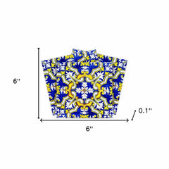 6" X 6" Blue and Yellow Links Peel And Stick Tiles - Homeroots
