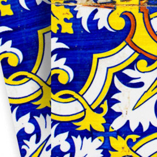 6" X 6" Blue and Yellow Links Peel And Stick Tiles - Homeroots