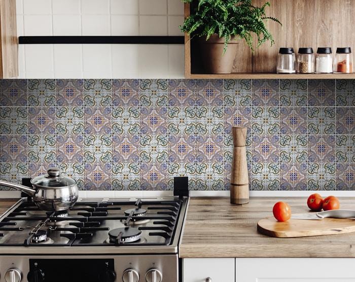 6" X 6" Muted Pastel Scroll Peel And Stick Tiles - Homeroots - Flyclothing LLC