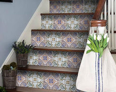 6" X 6" Muted Pastel Scroll Peel And Stick Tiles - Homeroots
