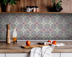 7" X 7" Muted Pastel Scroll Peel And Stick Tiles - Homeroots