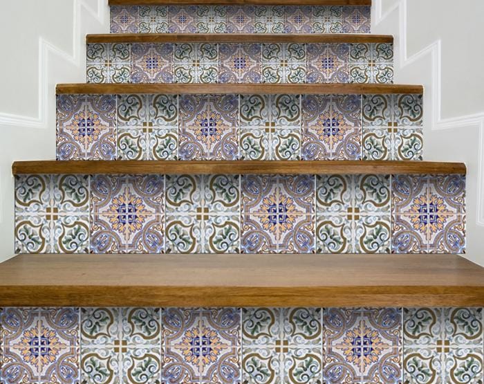7" X 7" Muted Pastel Scroll Peel And Stick Tiles - Homeroots - Flyclothing LLC