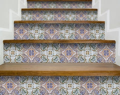 7" X 7" Muted Pastel Scroll Peel And Stick Tiles - Homeroots