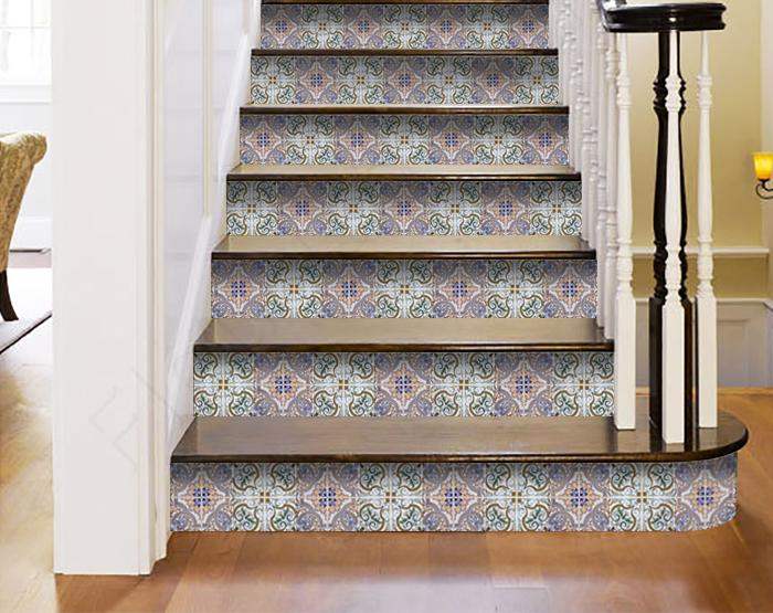 8" X 8" Muted Pastel Scroll Peel And Stick Tiles - Homeroots - Flyclothing LLC