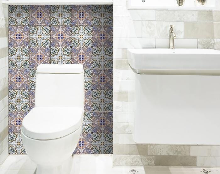 8" X 8" Muted Pastel Scroll Peel And Stick Tiles - Homeroots - Flyclothing LLC