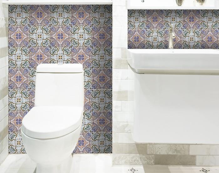 8" X 8" Muted Pastel Scroll Peel And Stick Tiles - Homeroots - Flyclothing LLC