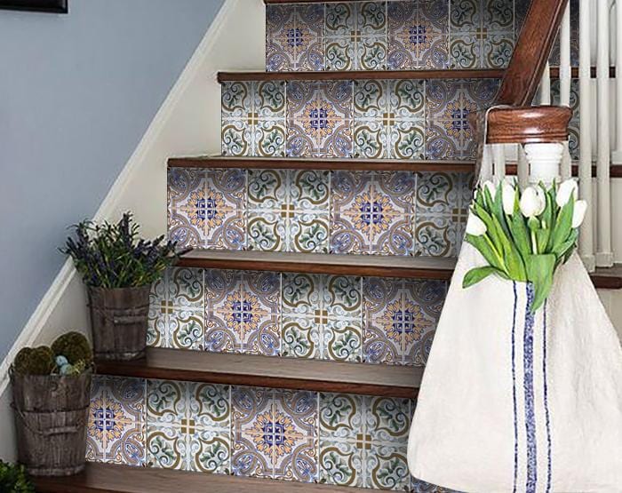 8" X 8" Muted Pastel Scroll Peel And Stick Tiles - Homeroots - Flyclothing LLC