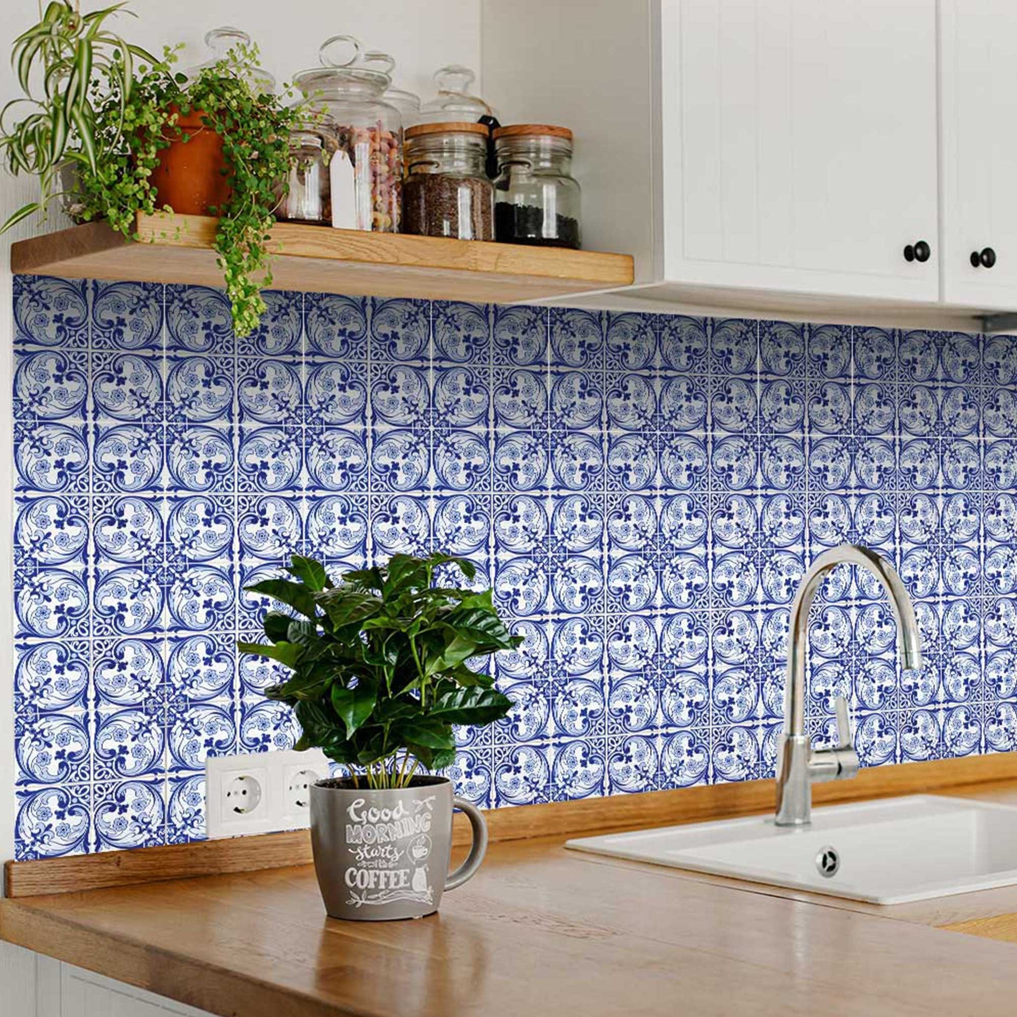 6" X 6" Blue Cloud Peel And Stick Removable Tiles - Homeroots