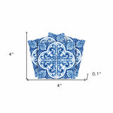 4" X 4" Blue and White Cross Peel And Stick Tiles - Homeroots - Flyclothing LLC