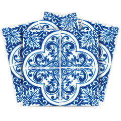 6" X 6" Blue and White Cross Peel And Stick Tiles - Homeroots