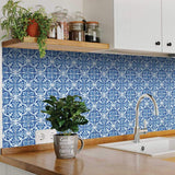 6" X 6" Blue and White Cross Peel And Stick Tiles - Homeroots - Flyclothing LLC