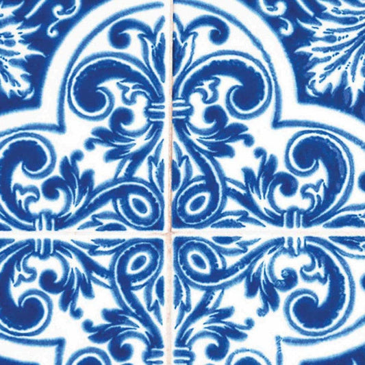 6" X 6" Blue and White Cross Peel And Stick Tiles - Homeroots