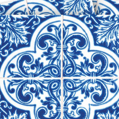 6" X 6" Blue and White Cross Peel And Stick Tiles - Homeroots
