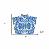7" X 7" Blue and White Cross Peel And Stick Tiles - Homeroots - Flyclothing LLC