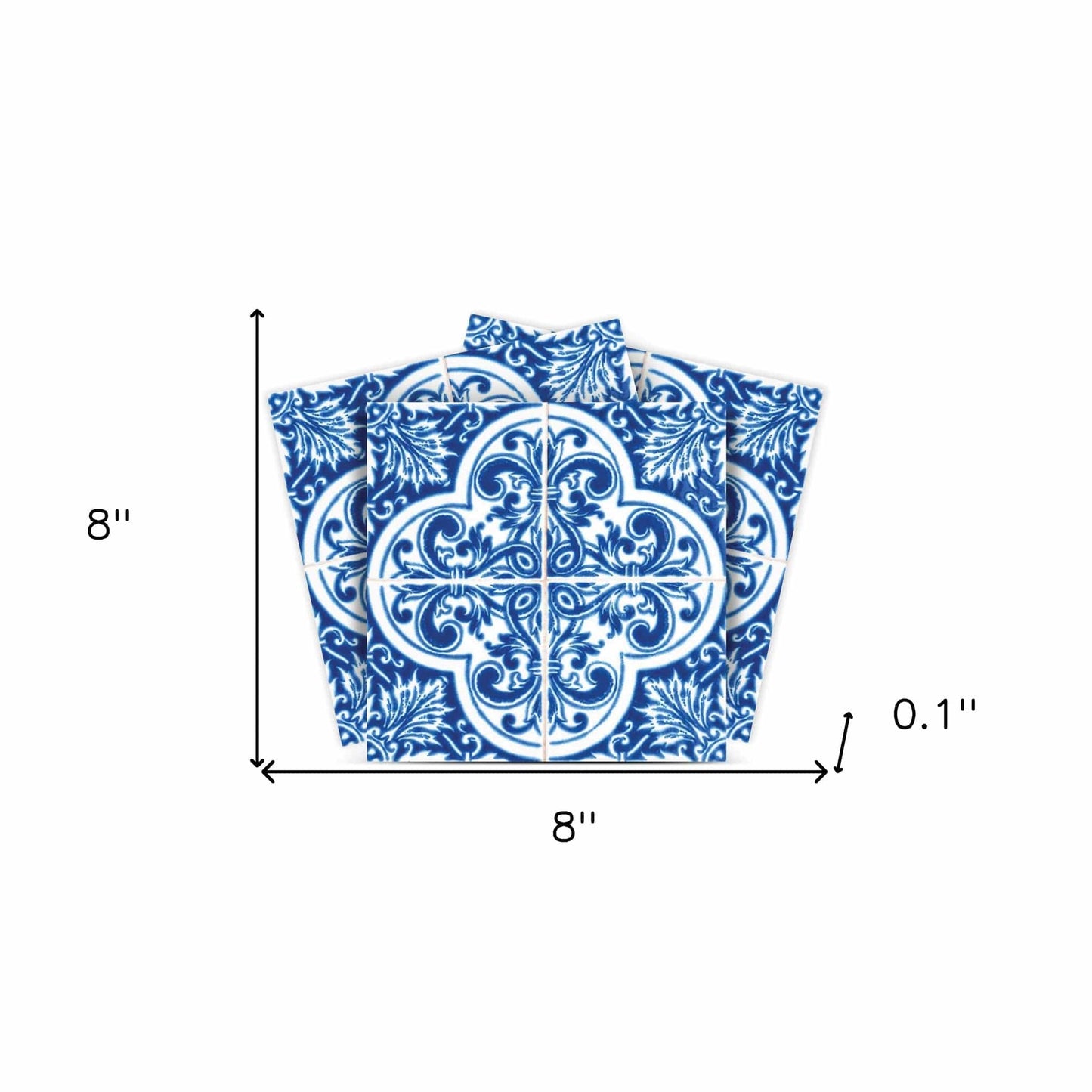 8" X 8" Blue and White Cross Peel And Stick Tiles - Homeroots - Flyclothing LLC