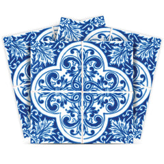 8" X 8" Blue and White Cross Peel And Stick Tiles - Homeroots