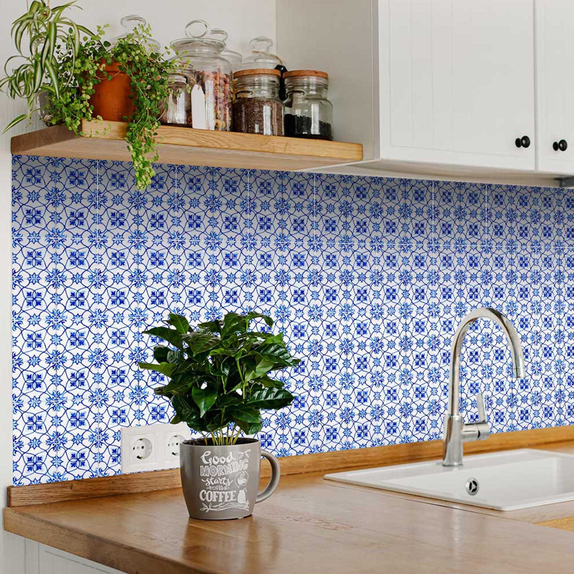 7" X 7" Blue Micro Peel And Stick Removable Tiles - Homeroots - Flyclothing LLC